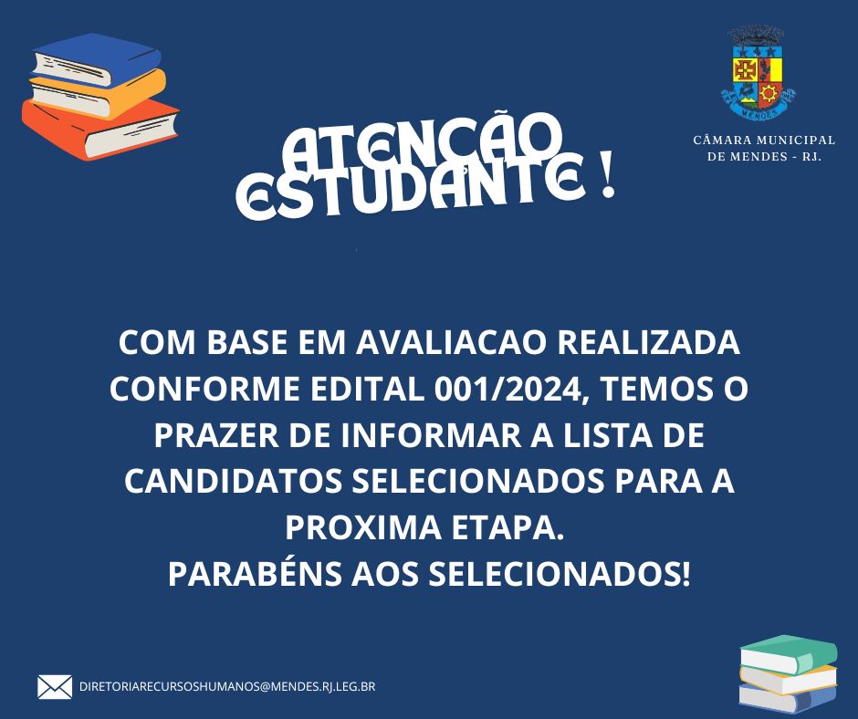 Edital n° 001/2024 - Lista de candidatos selecionados para a próxima etapa 